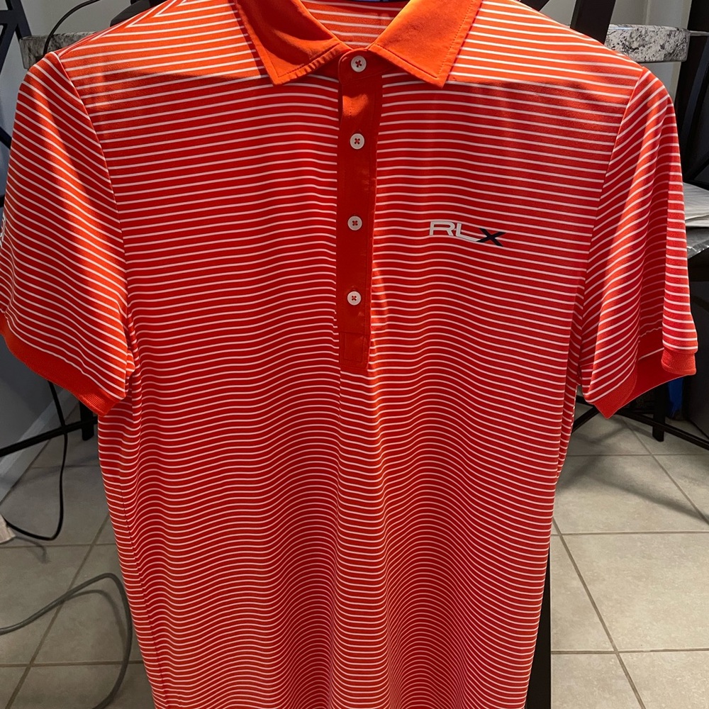 Ralph Lauren Orange and White Polo Shirt with Striking Stripes